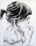 Carbon Pencil portrait entitled Clara, Profile