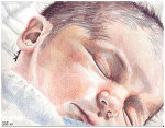 Colored pencil portrait entitled Clara, Newborn